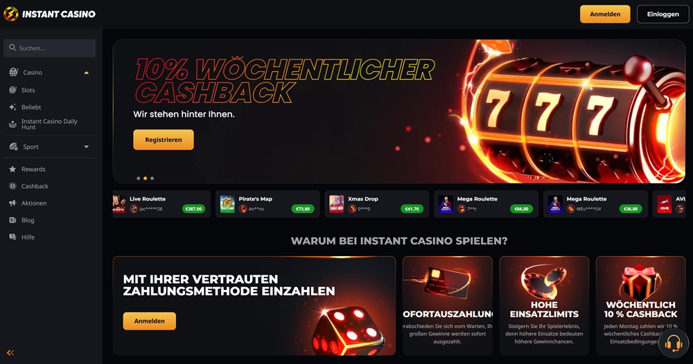 instant casino hp de